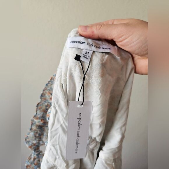 NWT Cupcakes & Cashmere Ivory Ferrara Mini Sleeveless Dress Floral Ruffle Medium - Picture 6 of 8